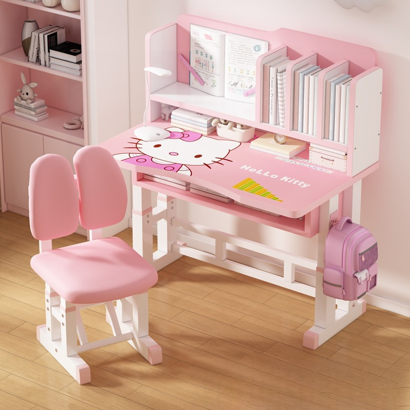 Children's Study Table Cartoon Version Table and Chair Set Toddler Desk Primary and Secondary School Student Desk Home Liftable Writing Desk