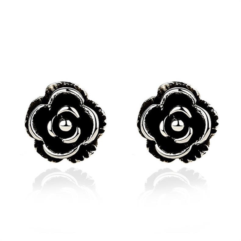 Silver Rose Stud Earrings For Women Personalized Sterling Silver_voghion.com