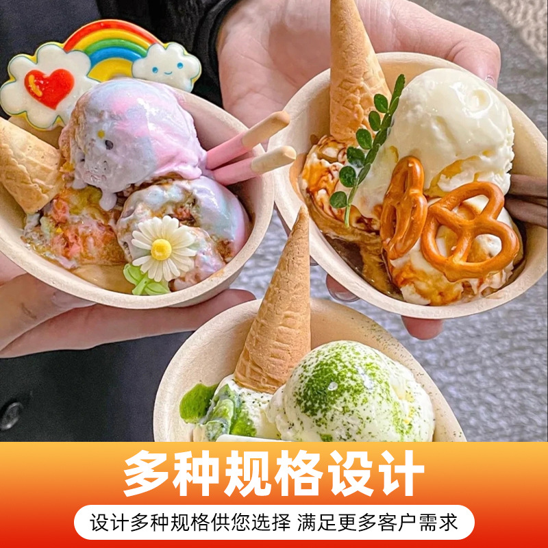 Bowl de baño de pulpa desechable biodegradable, pasta de batata roja, caja de embalaje de hielo esponjoso, helado para llevar, bolos de papel de postre