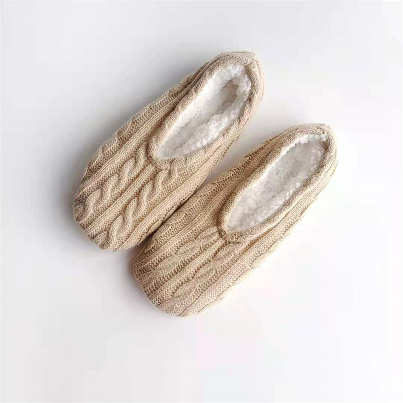 여성용 베이지 트위스트 보트 양말