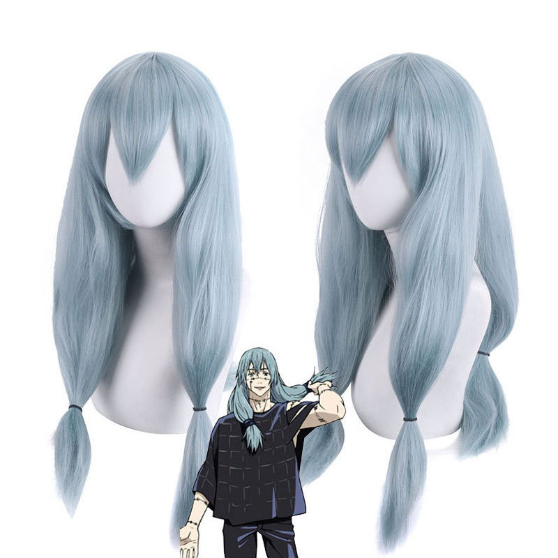 Cardamom Cosplay Wig Spell Return Real Person Lake Blue Thickeneded Style Ponytail Anime Wig