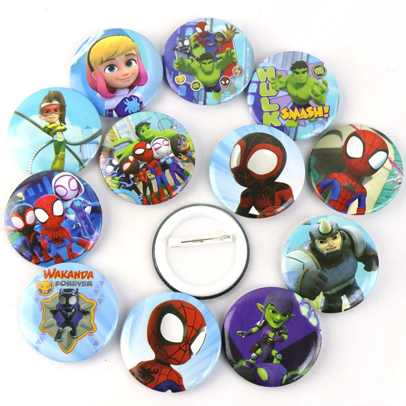 Трансграничный Человек-паук и его волшебные друзья круглые значки студенческая сумка подвеска аксессуары жести значок