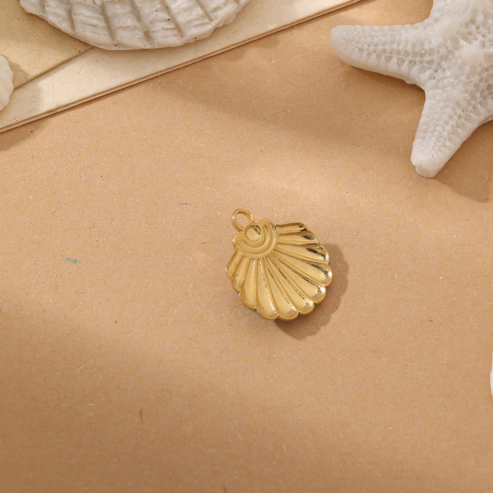 4g Weight Pendant Jewelry Making Type Charms Classification 1 Piece Quantity 304 Stainless Steel Material Shell Pattern All Seasons Season Polished Finish Plating Design Beach Style 1 Piece 304 Stainless Steel Shell Polished Pendant Charms 17