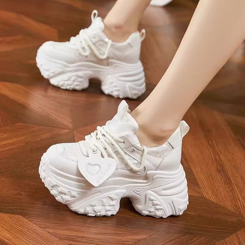 Torre Shoes Women's 2025 Spring New Arrival Fashionable All-Match Thick Sole Mesh Sports Casual Shoes Super Thick Sole Height Increasing Women's Shoes