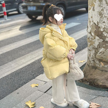 女童加厚羽绒棉服冬季2023新款中长款儿童冬装时髦棉衣保暖外套潮