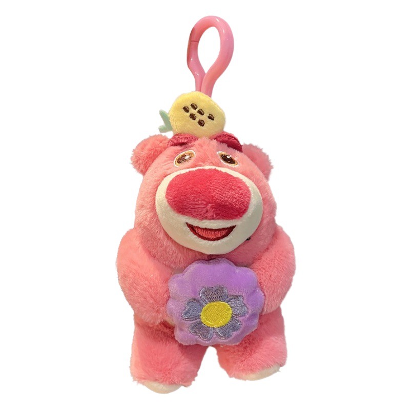 Oso lindo celebración flor muñeca colgante felpa pareja muñeca escuela adornos pequeños accesorios llavero al por mayor