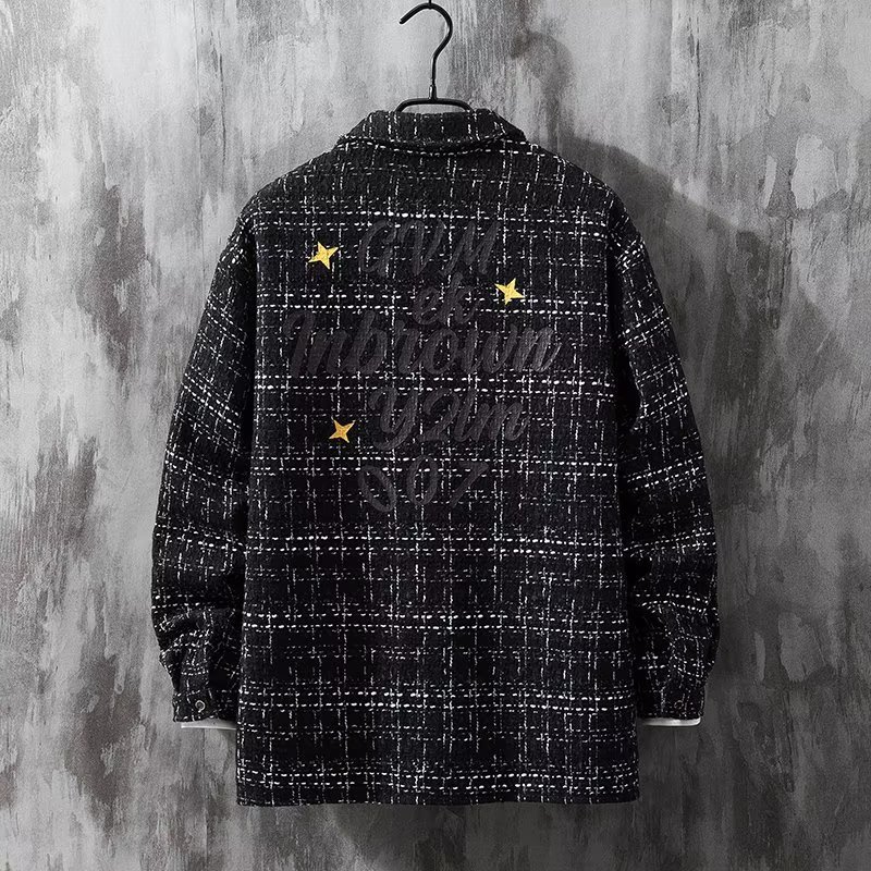 Chaqueta de solapa tejida japonesa ins de la marca de moda primavera y otoño blusa guapa suelta casual para hombres