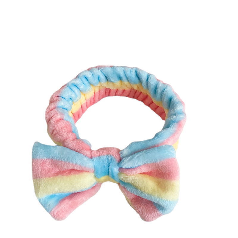 Europa y los Estados Unidos ondulado punto de leopardo coral mariposa fin correa de cabello mujer lavado cara banda de cabello rayas transfronterizas peluche adornamientos para el cabello al por mayor