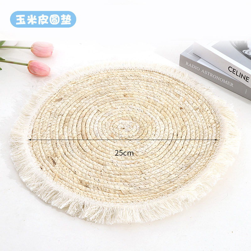 옥수수 껍질 라운드 매트 25cm