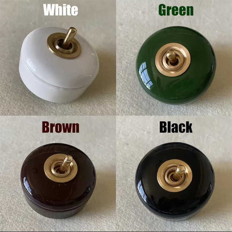 纯手工日式民宿咖啡厅陶瓷复古拔动开关全铜杆老旧式灯控制器pse