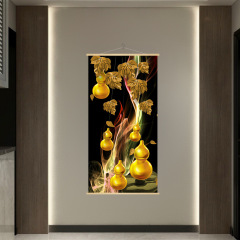 新中式葫蘆福祿喜慶客廳臥室走廊玄關新年牆壁裝飾捲軸畫 掛軸畫