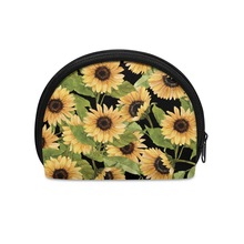 亚马逊新款化妆袋女士储物袋小硬币钱包收纳袋向日葵印花来图设计