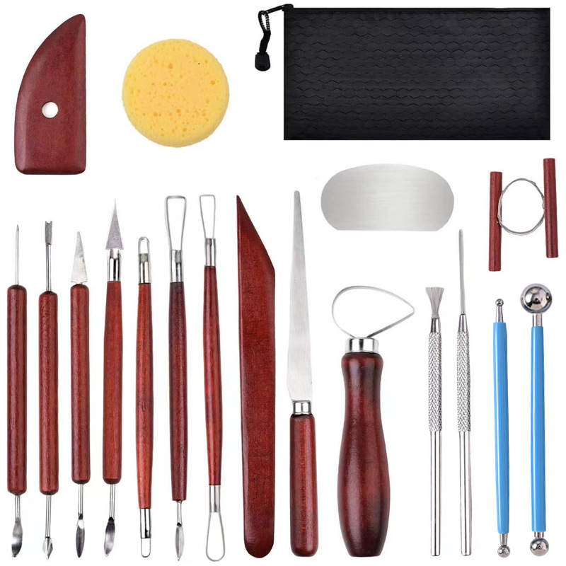 Cross-border pottery tools 19 pieces suit clay sculpture carving knife pottery repair embryo beauty seam stone plastic clay diy tools Cross-border pottery tools 19 pieces suit clay sculpture carving knife pottery repair embryo beauty seam stone plastic clay diy tools