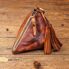 2022 New Leather Tanning Vintage Top-Grain Cowhide Handbag for Women Handmade Personalized Large Capacity Key Purse Coin Purse