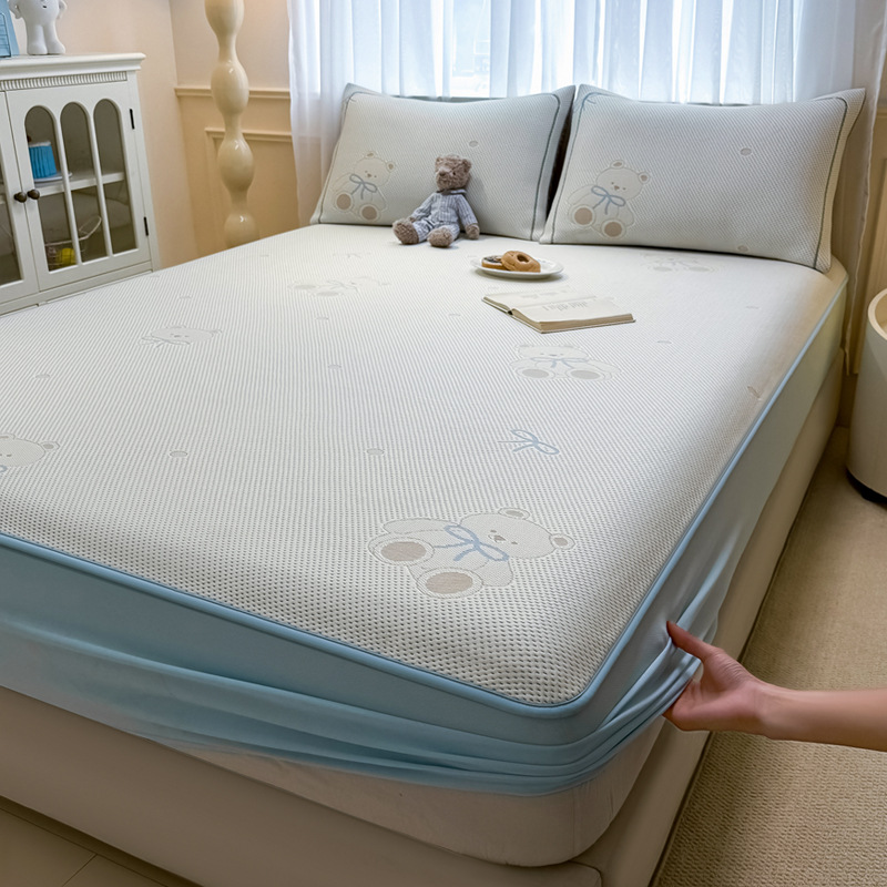 A clase madre e infante grado frijoles de verano estera de seda de hielo estera de verano hogar estera suave se puede lavar con máquina dormitorio set de tres piezas 4