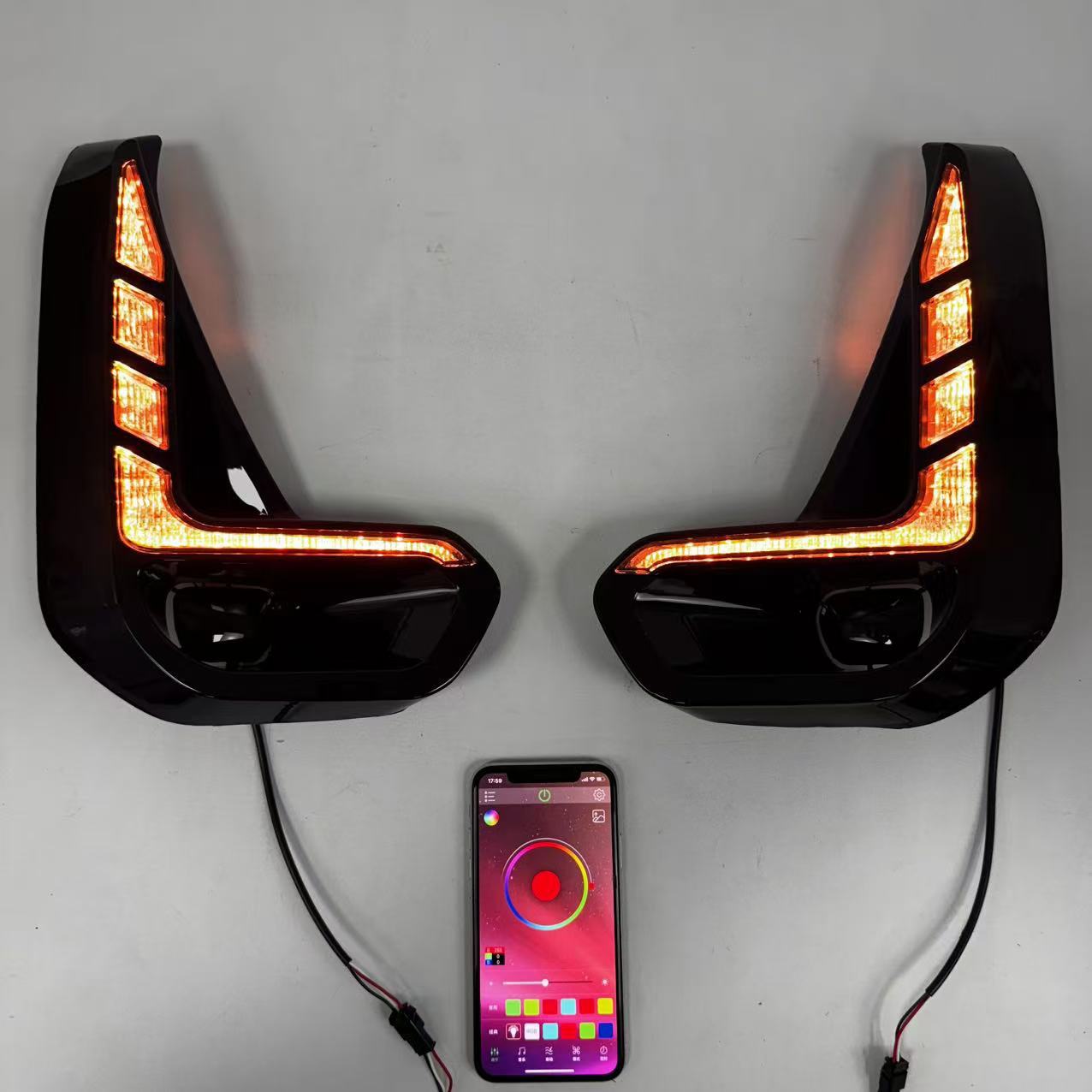 Suitable for Toyota 20 Hilux Low-Profile Fog Lamp Modified Front Led Daytime Running Light Rgb Mobile Phone Control Version