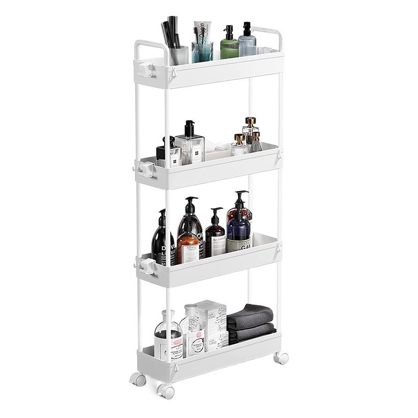 Estante de almacenamiento de piso a techo para el hogar transfronterizo, sala de estar, dormitorio, cochecito de almacenamiento, estante de cocina de varios pisos móvil