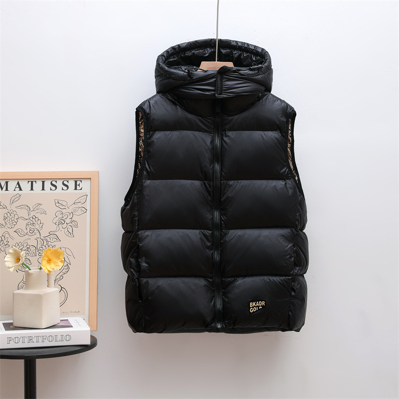Black Outer Gold Inner down Vest for Women, 2026 Winter New Style, Thickened, Fashionable, Loose-Fitting Vest Jacket for Women Black Outer Gold Inner down Vest for Women, 2026 Winter New Style, Thickened, Fashionable, Loose-Fitting Vest Jacket for Women