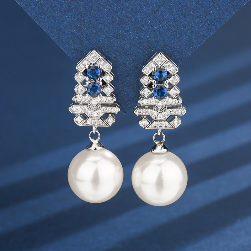 Producto popular Zhuang Shengsheng Joyas Fondo de cobre con incrustaciones de oro Conjunto de árbol de navidad de perlas blancas Mujer 16-12mm