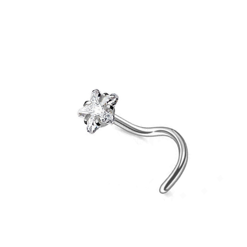 Titan Nasenpiercing Mit Zirkon Stern Klassisch Elegant_voghion.com