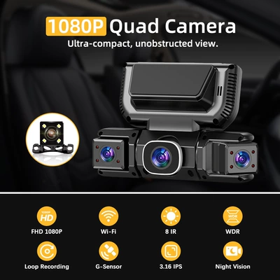 Hot-Selling Four-Camera Dashcam, High-Definition Driving recorder