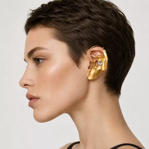 New Retro Punk Niche Design Gesture-Style Non-Pierced Ear Cuffs, Fashionable Light Luxury High-End Versatile Earrings