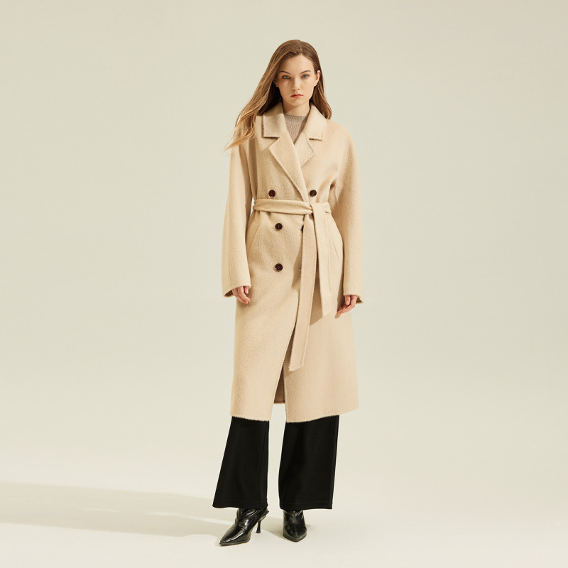 Camel Wool Coat Ceid Coat Elegant Light Luxury Camel Wool Coat 101801 Classic Double-Sided Woolen Autumn and Winter Coat for Women