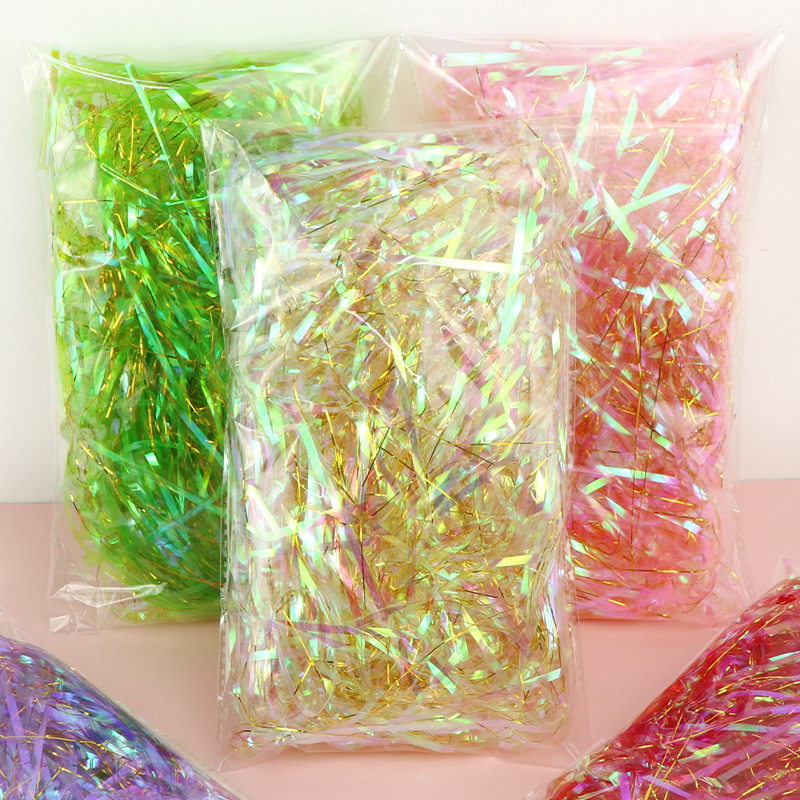 【金丝拉菲草幻彩丝混金线30g/包 结婚礼品盒伴手礼袋装饰填充物