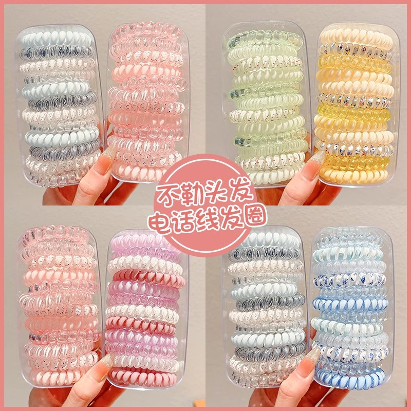 Sal marina azul línea telefónica anillo de cabello para mujeres 2025 nuevo estilo de alto valor facial de cabello de cola de caballo alta atado cabello correa de cuero cuerdas de cabeza