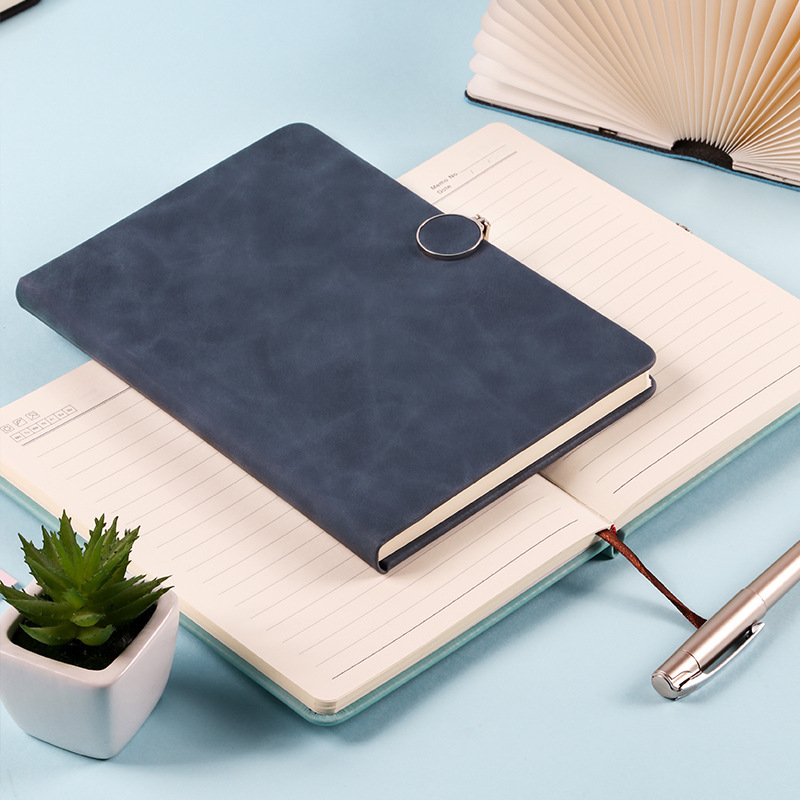 Cuaderno de notas de botón redondo simple y fresco personalizado A5 diario de oficina de negocios engrosado cuaderno de notas de línea horizontal puede imprimir logotipo