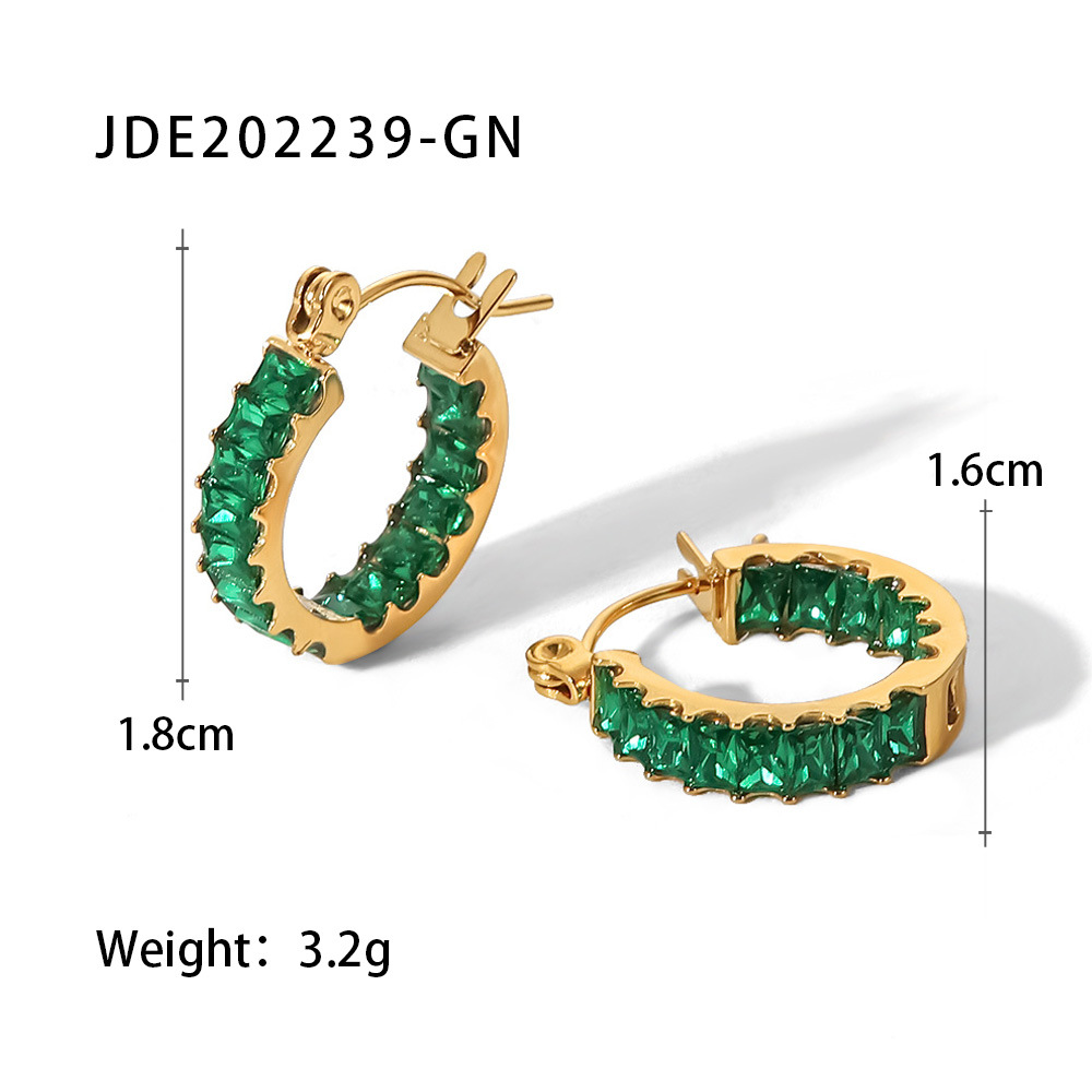 Luxueux Rond Placage Acier Inoxydable Zircon Plaqué Or Des Boucles D'oreilles display picture 4