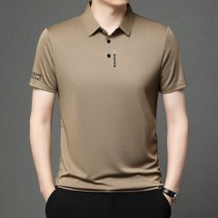 アイスシルク半袖夏の新しいメンズ Tシャツラペルビジネス多用途クールファッショントレンド刺繍カジュアルメンズ Tシャツ
