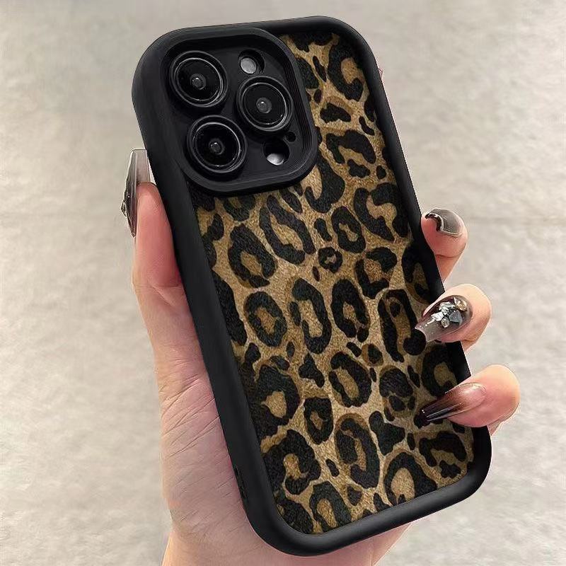 Estampado de leopardo retro para iphone16pro funda para teléfono móvil Apple 15 anti-caída 14 retro 13promax nuevo 12x