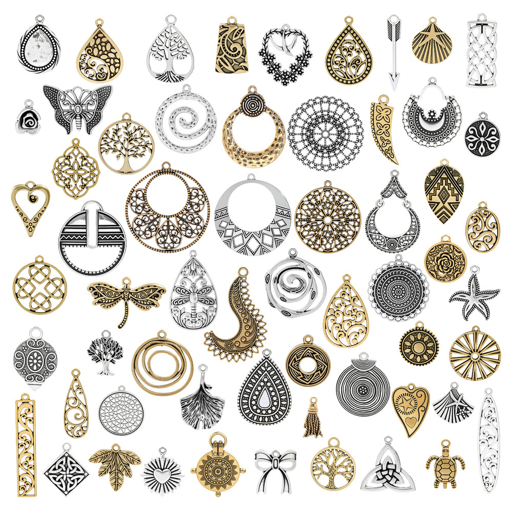 热销半成品耳环挂饰项坠diy饰品配件民族风几何金属波西米亚装饰