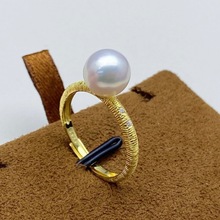 DIY配件 S925纯银简单款珍珠戒指空托 时尚手饰指环戒托银托