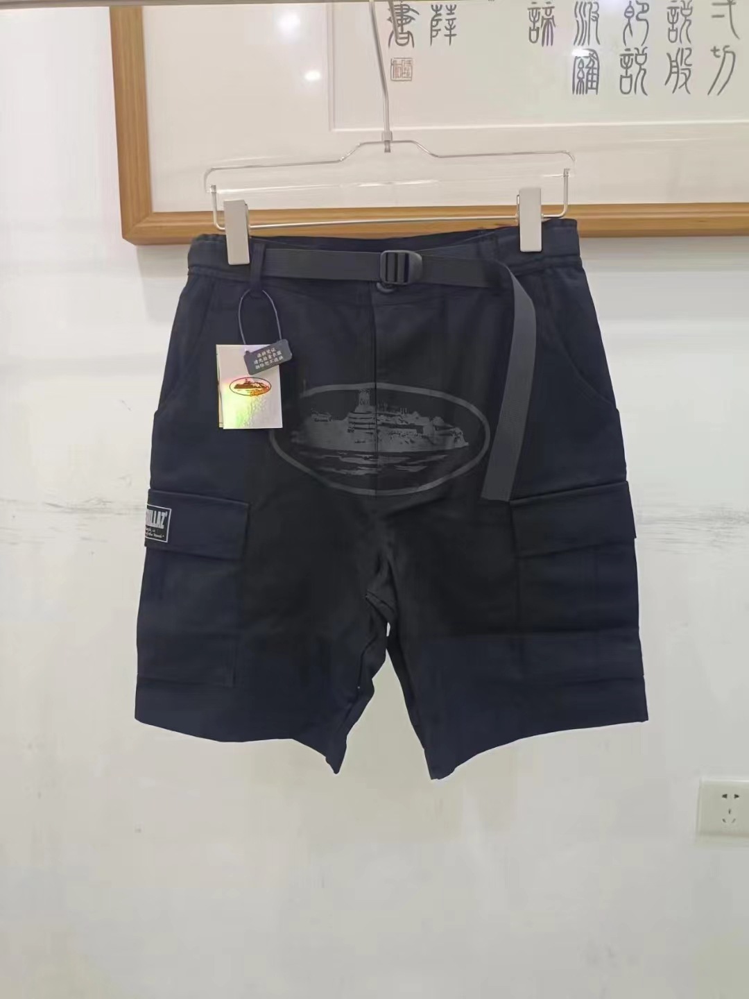 Alta calle suelta casual impreso multi-Bolsillo pantalones cortos