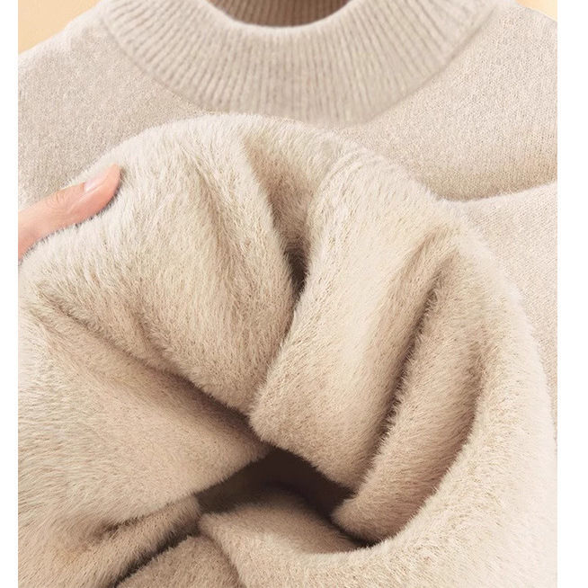 2025新款斯燕麦色一体绒毛衣女2025秋冬休闲外套女秋冬新款时尚风