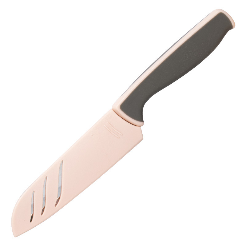 Cuchillo de corte de acero inoxidable cuchillo portátil cortar piel de manzana cuchillo de fruta cocina doméstica dormitorio estudiantes con cubierta de cuchillo al por mayor