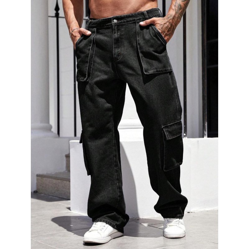 Otoño nuevo comercio exterior transfronterizo denim hombre bolsillo lateral casual pantalones de trabajo