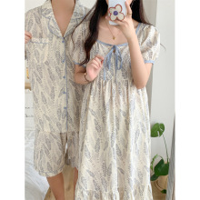 跨境专供外贸女士夏季新款女情侣睡衣韩版宽松短袖休闲家居服套装