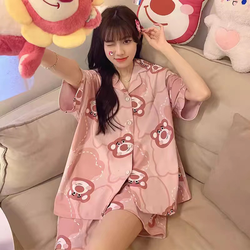 짧은 오픈 - 빨간색 바닥 곰 머리