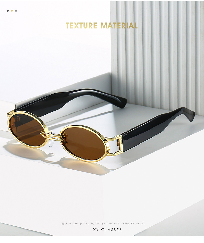 50g Weight Full Frame Glasses Structure Sunglasses Classification PC, UV400 Protection Lens Material Oval Frame Glasses Style Travel, Daily Occasion Geometric Pattern Unisex Gender Hip-Hop, Streetwear Style Grey, Gold Color Hip-Hop Streetwear Geometric PC UV400 Protection Oval Frame Full Frame Women's Sunglasses 无
