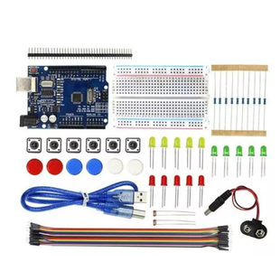 UNO R3 Development Board Learning Kit Pack with LED Light 400 Pole Bread Board Press Key resistance bag