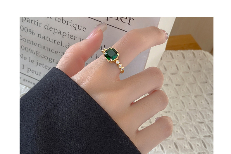 Simple Style Geometric Copper Inlay Zircon Open Ring 1 Piece