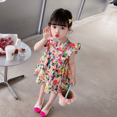 女童連衣裙夏裝2024新款女寶寶時髦碎花夏季裙子兒童裝洋氣公主裙