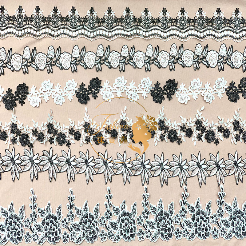 Exquisite thick high-quality color embroidered lace gold thread…