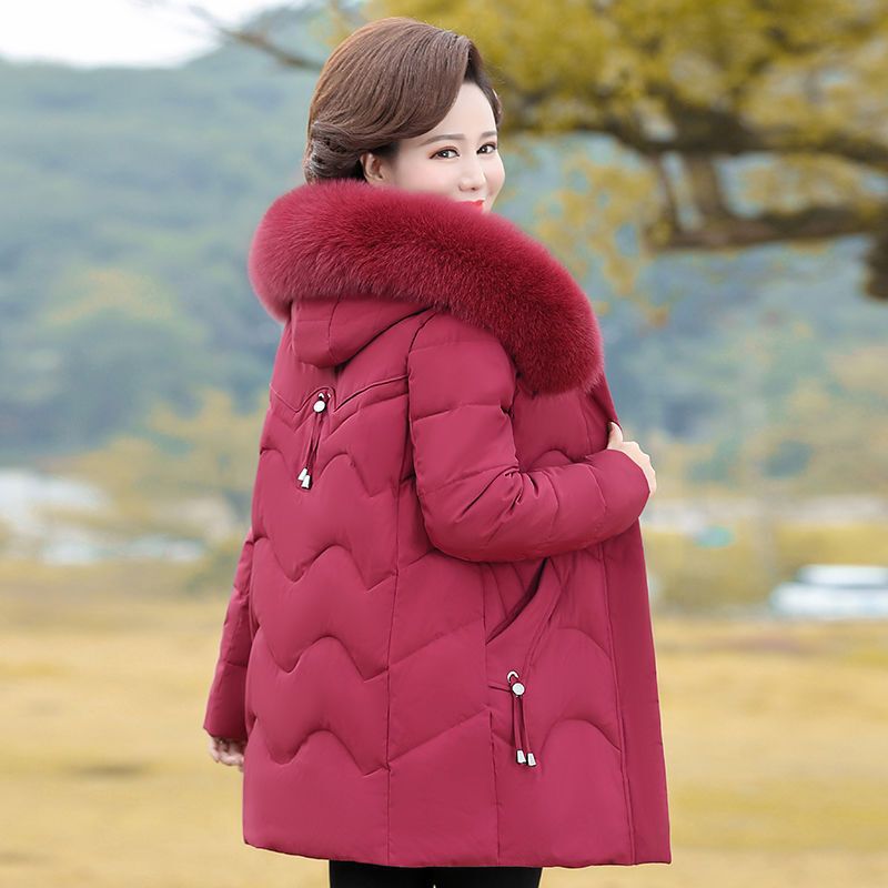 妈妈装加厚棉服中长款棉衣2025年新款大码中老年女装冬季棉袄外套|undefined