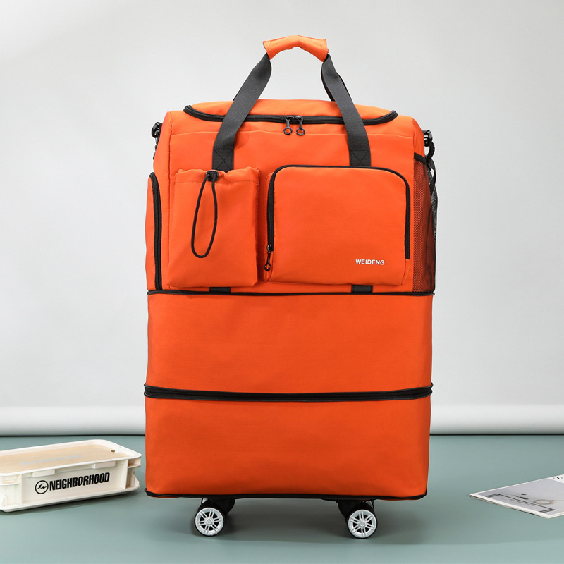 Bolsa de viaje plegable con ruedas de tela Oxford, gran capacidad, para viajes de negocios