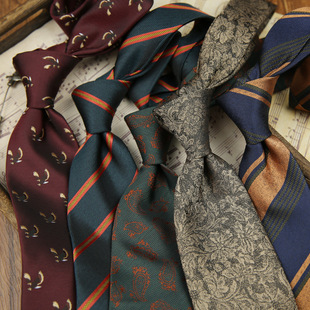 Vintage jacquard wine red coffee green British wedding bridegroom business formal wear gentry wear 8CM hand tie