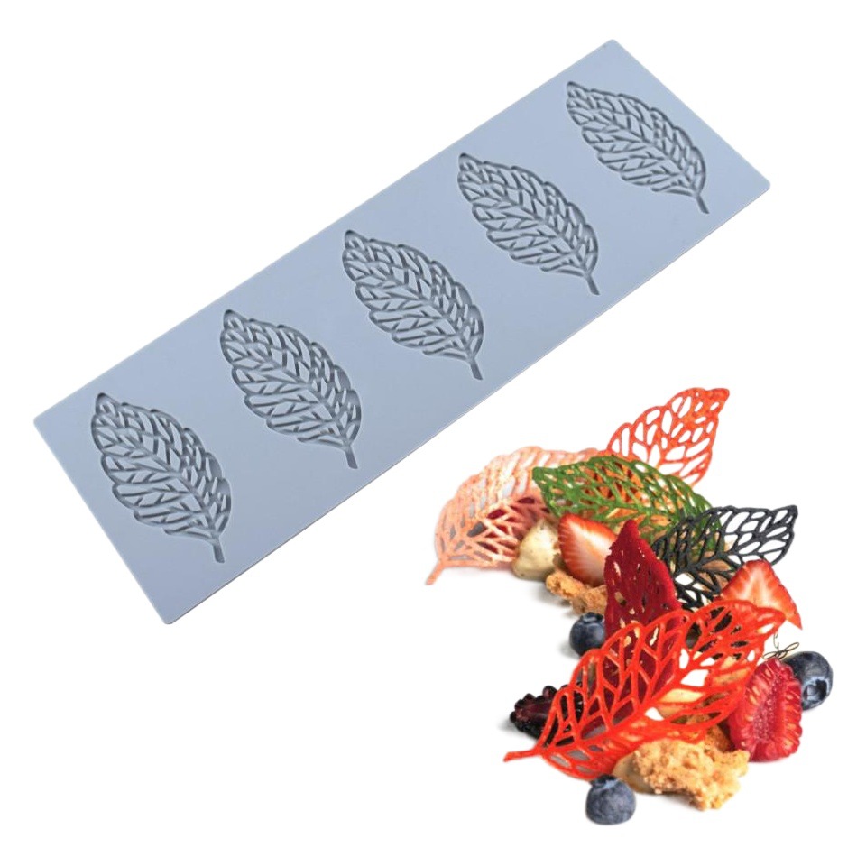 4 piezas hojas fondant encaje estera decoración de la torta de coral de chocolate molde de silicona para hornear molde estera de impresión
